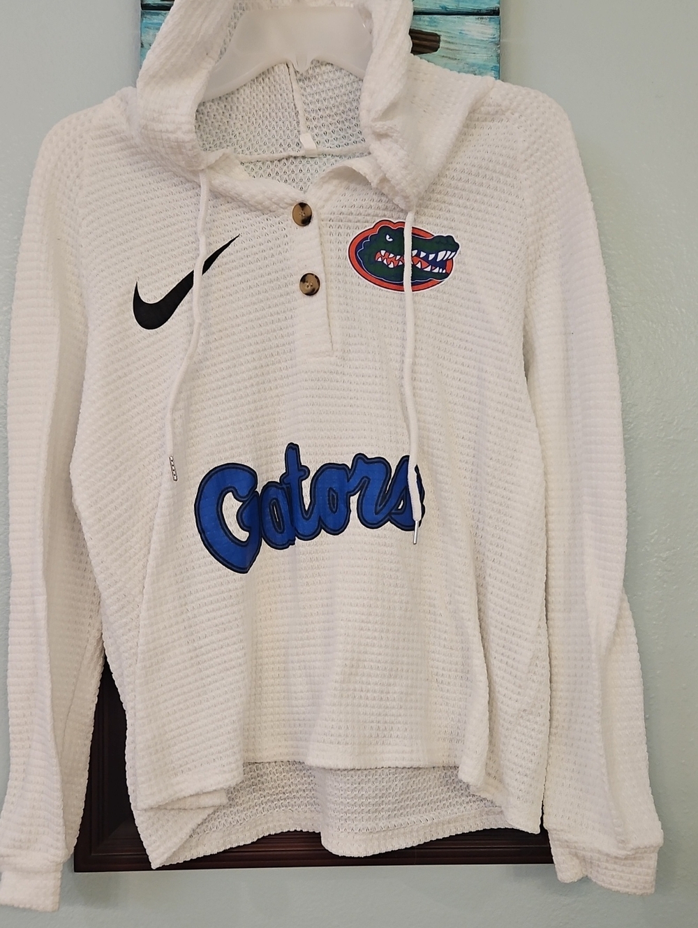 FL GATORS Nike White Waffle Knit Hoodie
